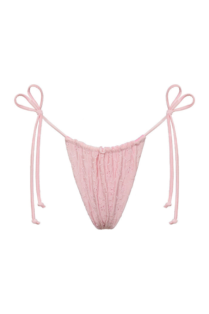 Tia Eyelet Shine Bikini Bottom Cherry Blossom