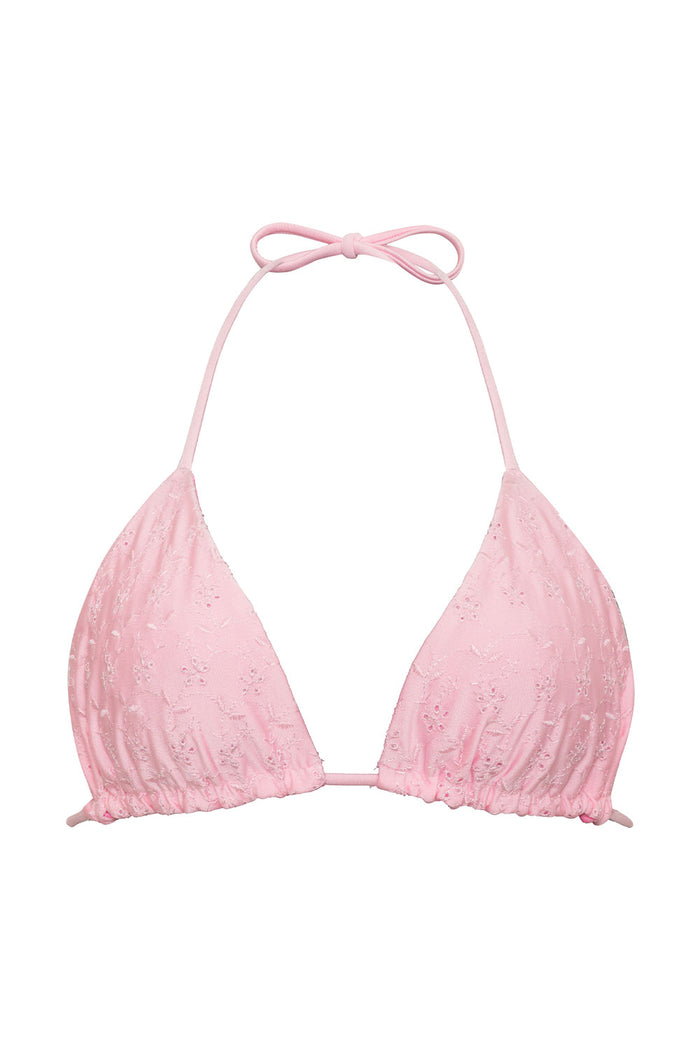 Tia Eyelet Shine Bikini Top Cherry Blossom