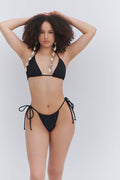 Tia Eyelet Triangle Bikini Top Black