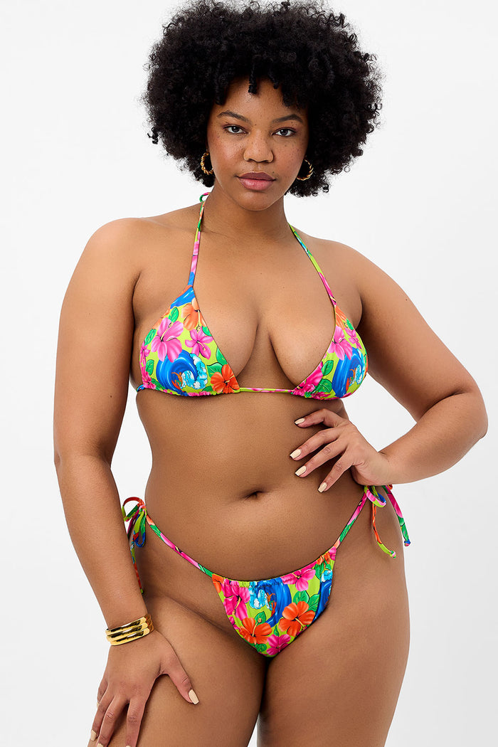 Tia Floral Triangle Bikini Top Neon Surfer