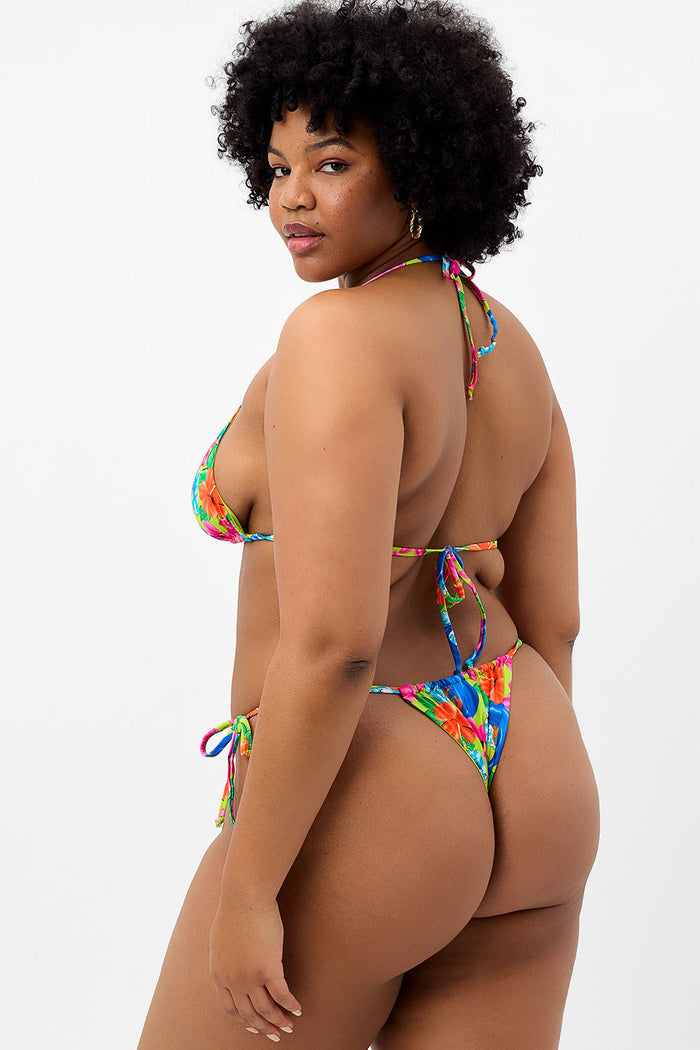 Tia Floral Triangle Bikini Top Neon Surfer