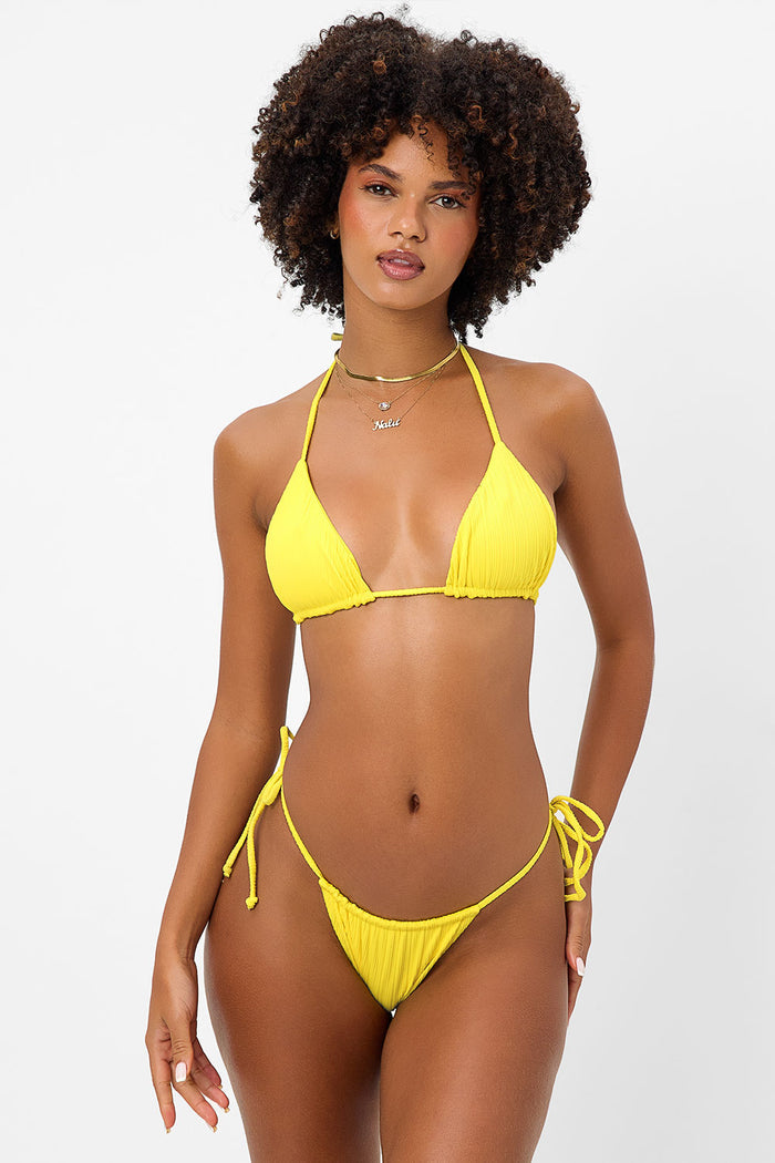 Tia Plissé String Bikini Bottom Pina Colada