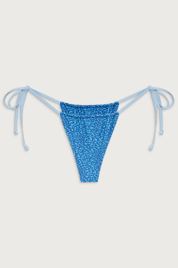 Tia Skimpy String Bikini Bottom - Cobalt Cheetah