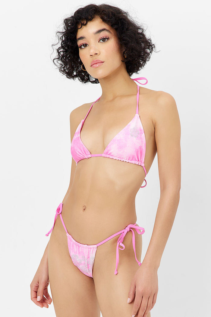 Tia Terry Triangle Bikini Top Distorted Pink Dye