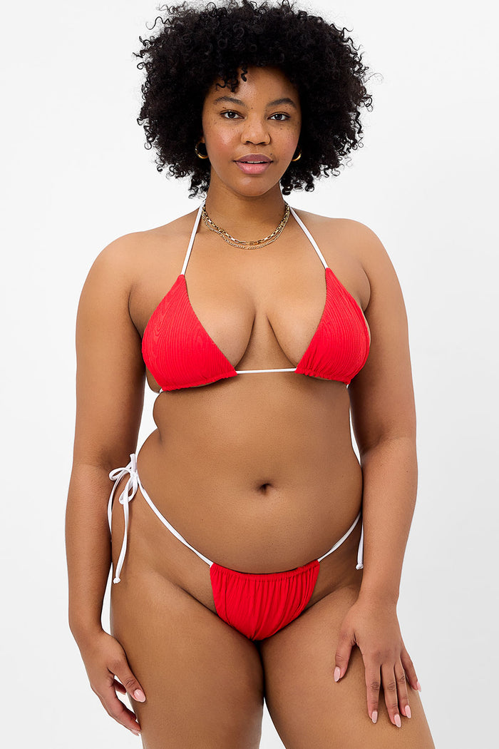 Tia Textured String Bikini Bottom Flame