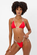 Tia Textured Triangle Bikini Top Flame