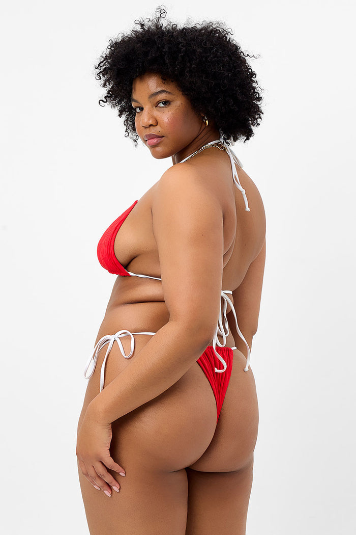 Tia Textured Triangle Bikini Top Flame