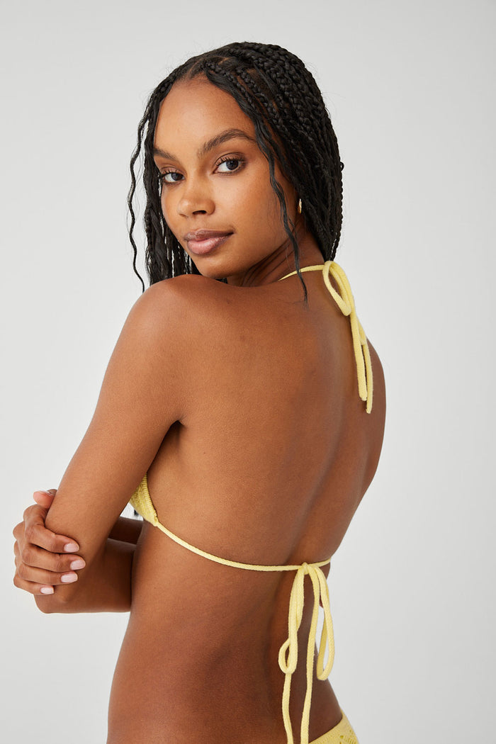 Tide Knit Triangle Bikini Top Honey Butter