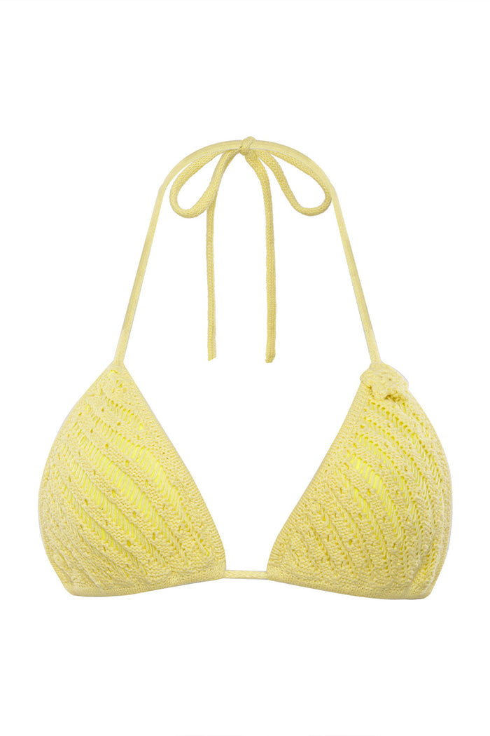 Tide Knit Triangle Bikini Top Honey Butter