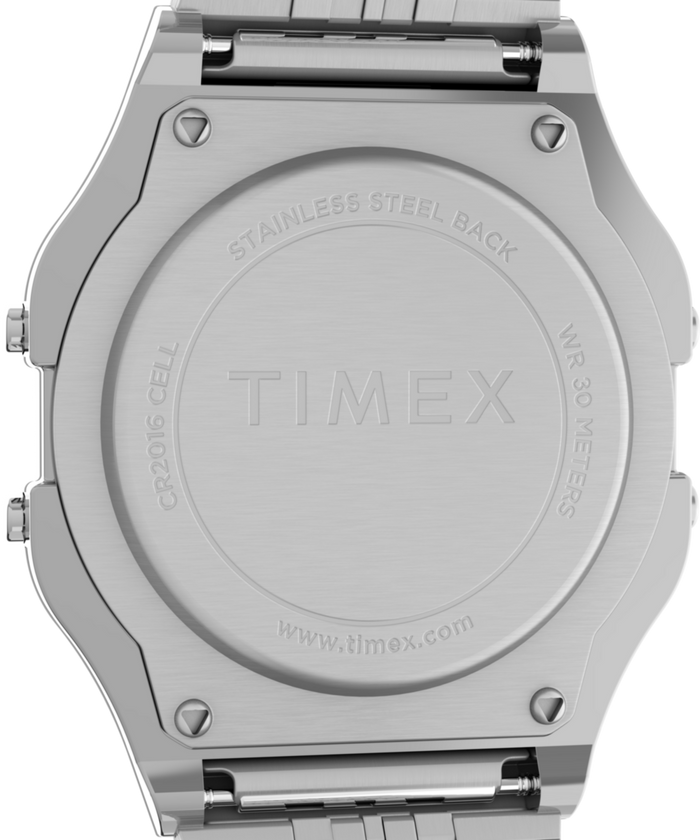 TW2R79300 Timex T80 34mm Stainless Steel Bracelet Watch Caseback Image