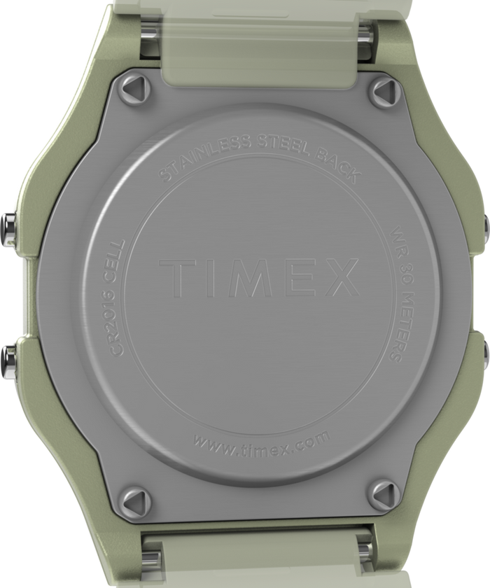 TW2Y02600 Timex T80 Glow in the Dark 34mm Resin Strap Watch Caseback Image