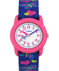 T89001 TIMEX TIME MACHINES® 29mm Butterflies and Hearts Blue Elastic Fabric Kids Watch Primary Image
