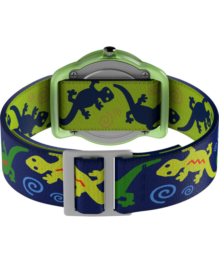 T72881 TIMEX TIME MACHINES® 29mm Green Gecko Elastic Fabric Kids Watch Caseback with Attachment Image