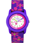 T89022 TIMEX TIME MACHINES® 29mm Purple Floral Elastic Fabric Kids Watch Primary Image