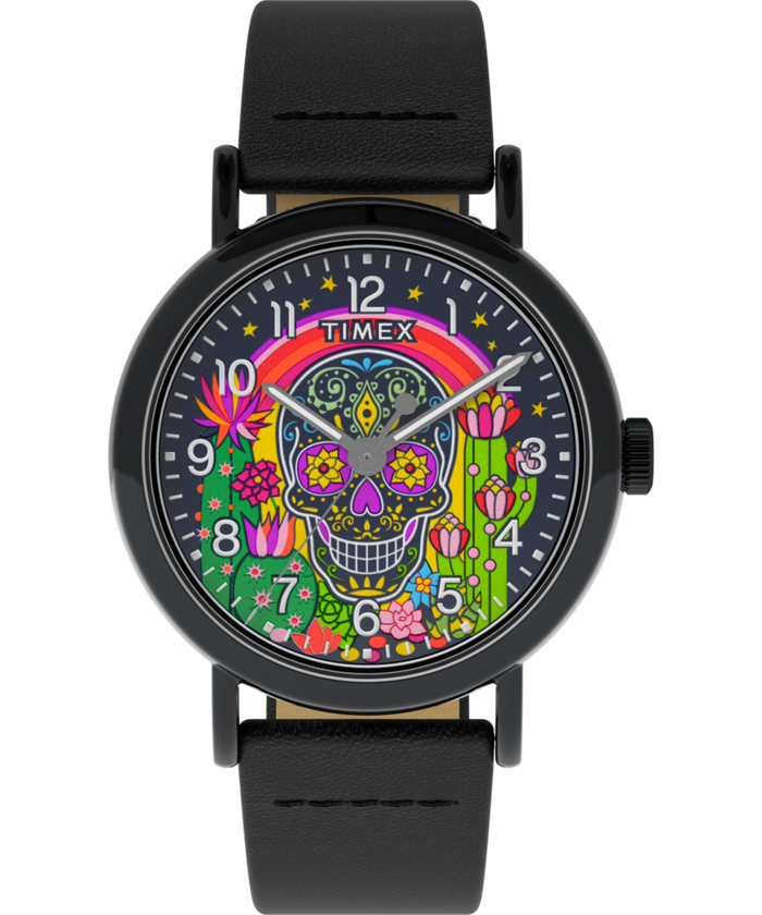 TW2Y15900 Timex Weekender Day of the Dead 40mm Leather Strap Watch Primary Image
