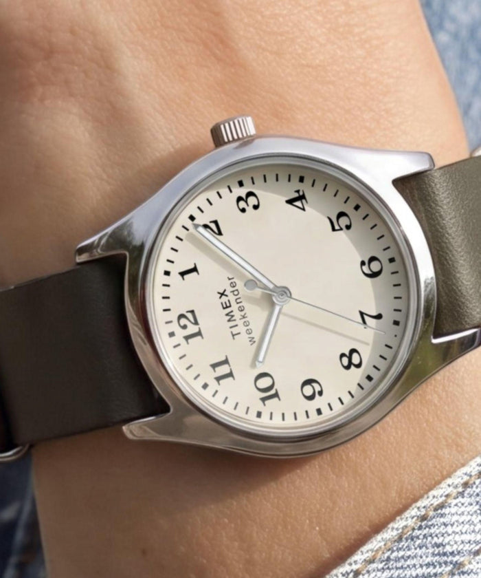 TW2Y86500 Timex Weekender® New England 34mm Leather Strap Watch  Primary Wrist Image