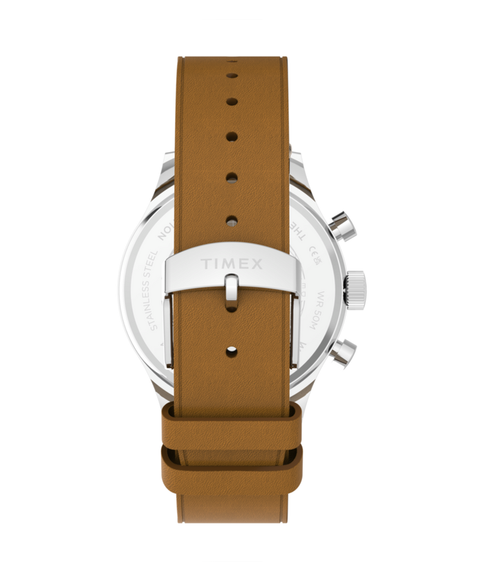 TW2Y85000 Timex Weekender® New England Chronograph 40mm Leather Strap Watch   Strap Image