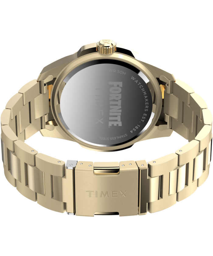 TW2Y47200 Timex x Fortnite Essex 45mm Stainless Steel Bracelet Watch Caseback with Attachment Image