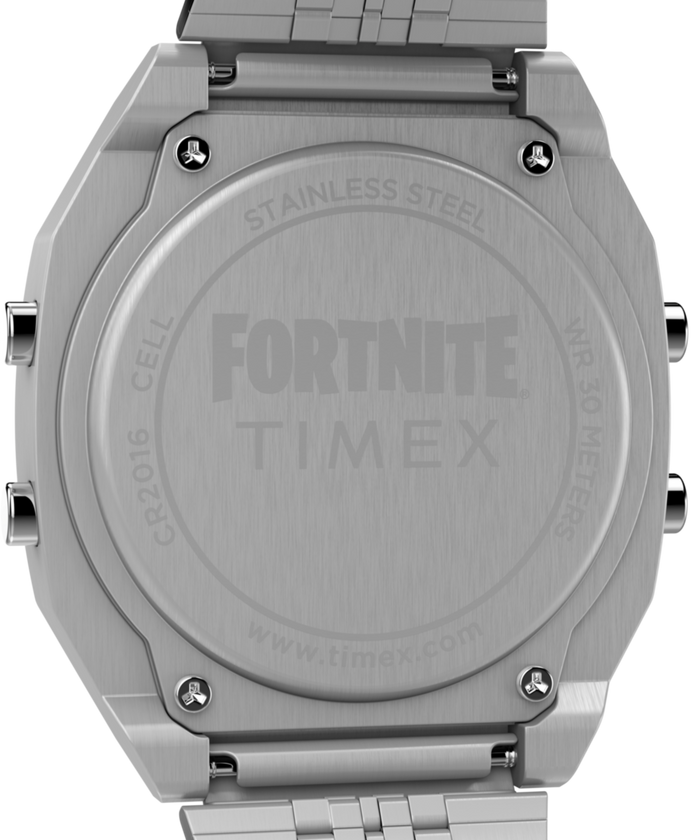 TW2Y46100 Timex x Fortnite T80 36mm Stainless Steel Bracelet Watch Caseback Image