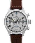 TW2Y38700 Timex x Pan Am® Waterbury Ace Chronograph 41mm Leather Strap Watch Primary Image