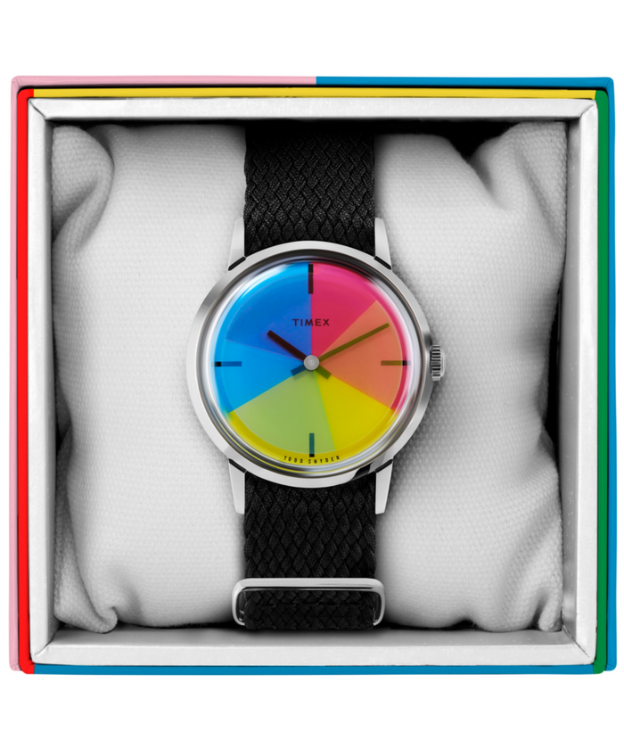 TW2T83100 Timex x Todd Snyder Marlin Hand-Wound 1969 Color Flicks Reissue Primary Packaging Image