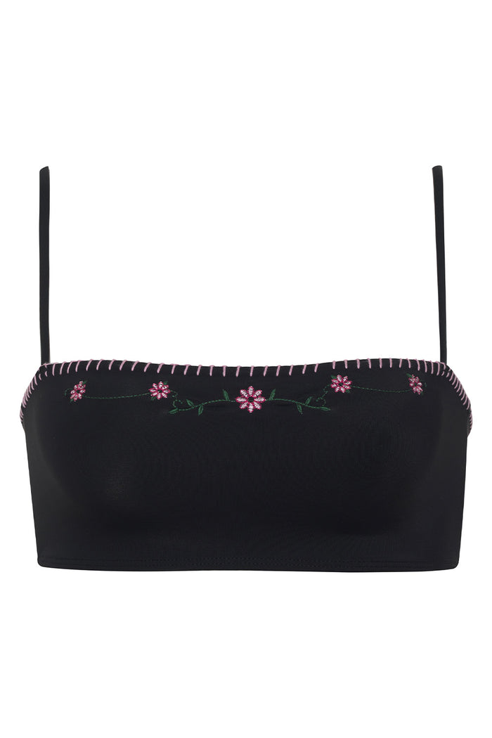 Tommy Embroidered Bandeau Bikini Top Sea Fairy Black