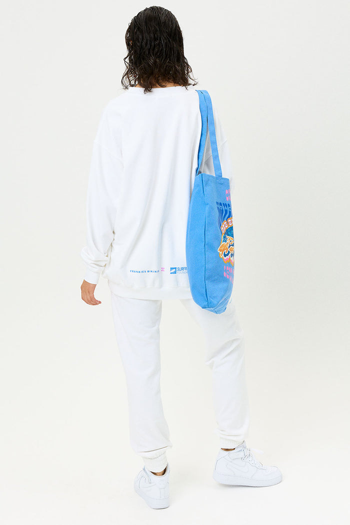 blue large tote bag with surfrider logo