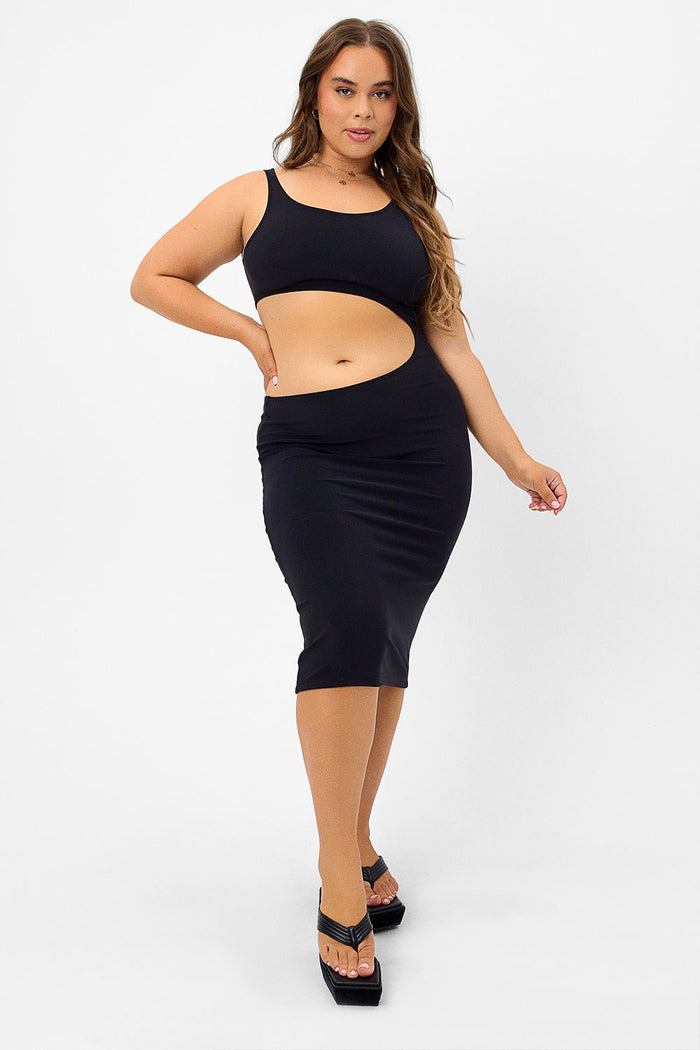 Twelve Black Terry Dress With Side Cut Out XL