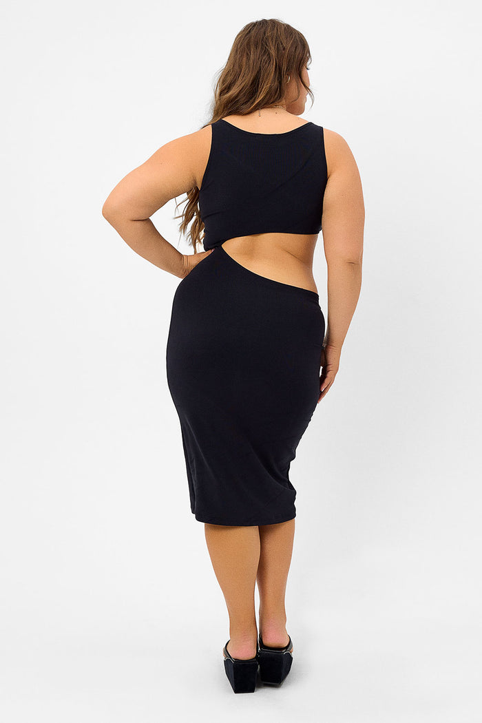 Twelve Black Terry Dress With Side Cut Out Xl