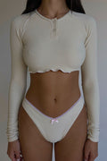 Viola Waffle Long Sleeve Crop Top Smitten