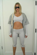 Warm Up Cutout High Waist Capri Pants Icy Gray