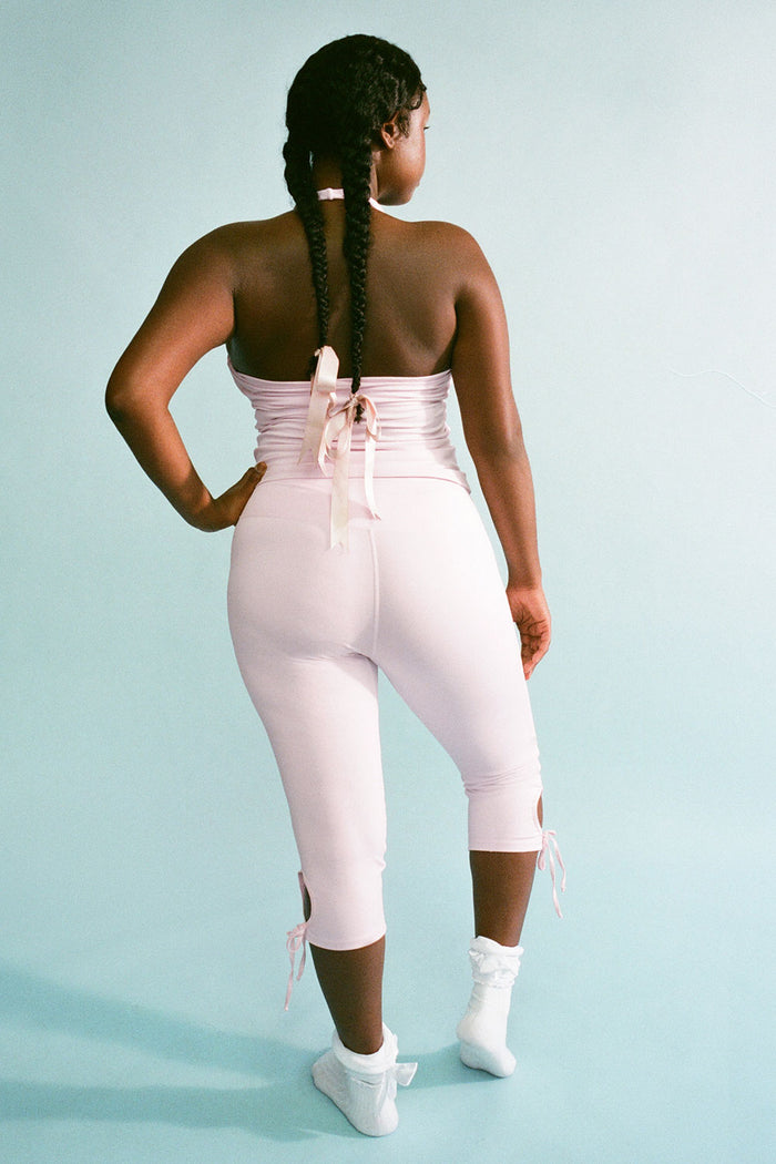 Warm Up Cutout High Waist Capri Pants Icy Pink