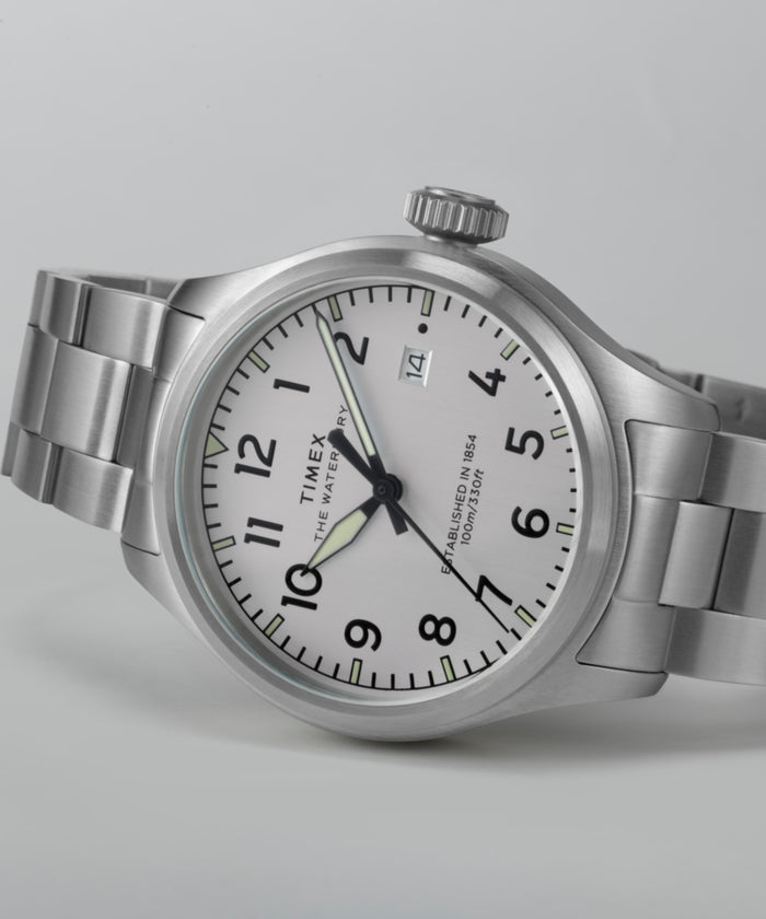 TW2Y18800 Waterbury Ace 41mm Stainless Steel Bracelet Watch Campaign Key Silhouettes (Beauty shots) Image