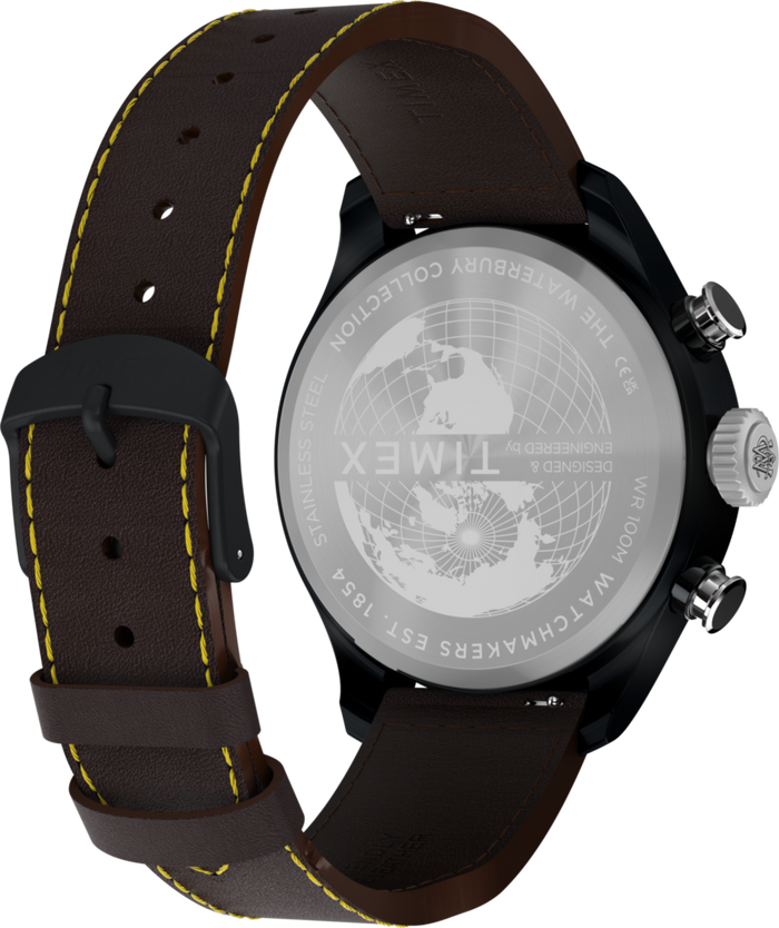 TW2Y70100 Waterbury Ace Fly-Back Chronograph 43mm Leather Strap Watch Caseback with Attachment Image