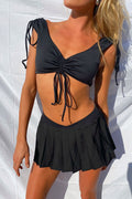 Windy Ruched Crop Top Black