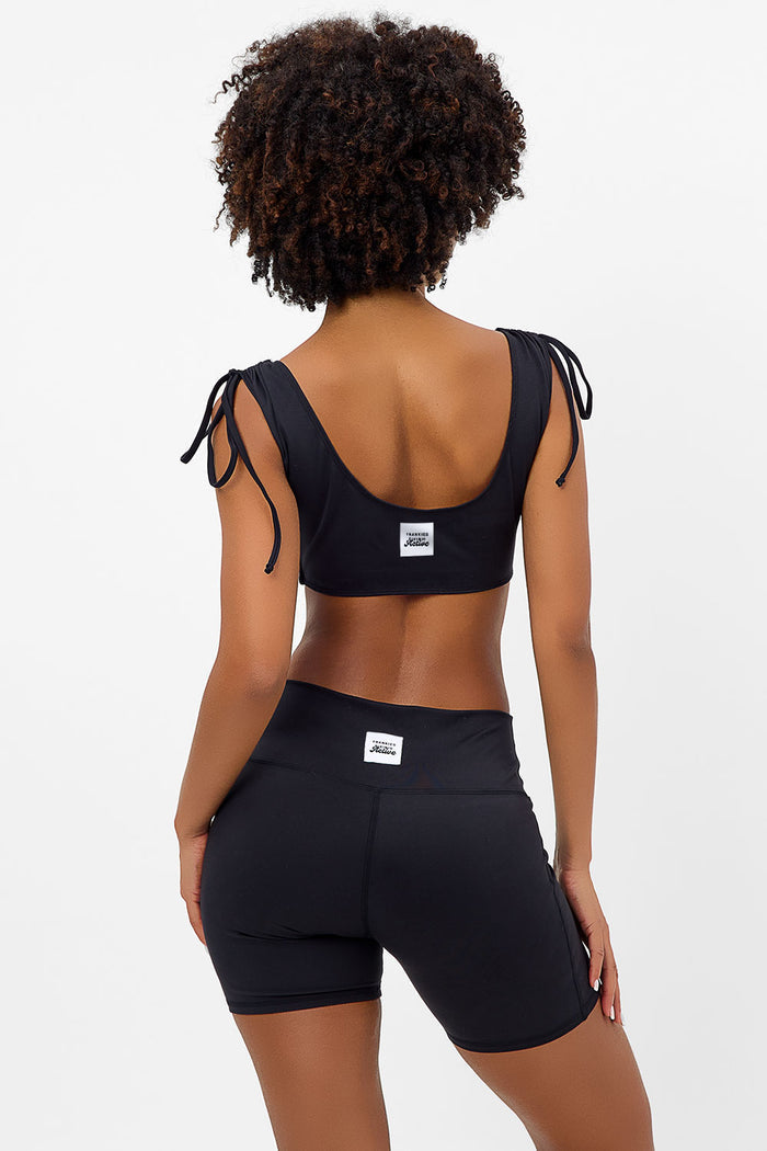 Windy Black Ruched Crop Top