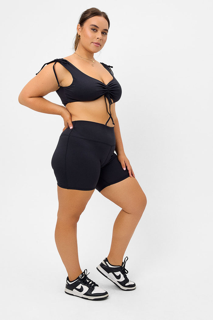 Windy Black Ruched Crop Top